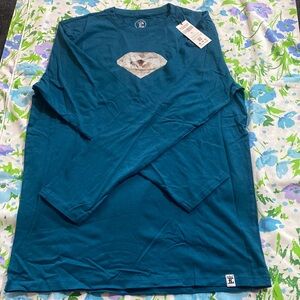 FLAWLESS BLUE LONG SLEEVE DIAMOND SHIRT! Size XXL.